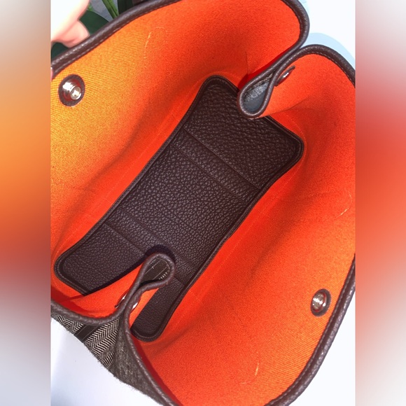 ❌SOLD❌Authentic HERMES Buffalo Leather and Chevron Wool Garden Party 36 Bag. - Picture 14 of 15